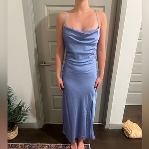 Blue silk dress